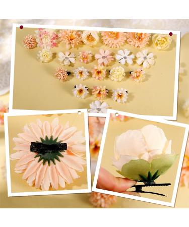 Queen King 21pcs Multicolor Beige Flower Hair Clip Set - Floral Hairpin Accessories for Girls Wedding - Buy Online on GoSupps.com