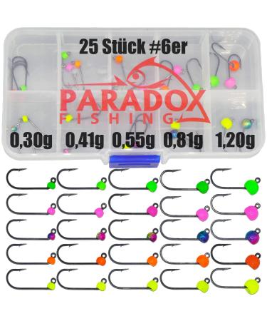 Paradox fishing tungsten Jighaken Set I 25 pieces 0.3g-1.2g each 5 pieces #6 I trout hook rubber baits hook spoon trout bait - Buy Online on GoSupps.com
