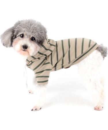 Zweitea Striped Hoodie for Small & Medium Dogs | Soft Sweatshirt & T-Shirt for Puppies | Stylish Khaki Hooded Jacket - Buy Online on GoSupps.com