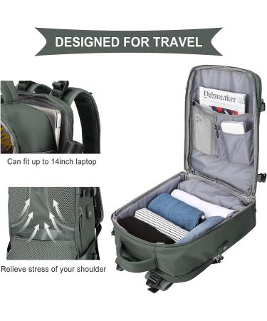 Coowoz Large Travel Backpack Women | Waterproof Hiking Backpack with USB Charging Port & Shoes Compartment | Fits 15.6 Inch Laptop - E-Olive Green - Buy Online on GoSupps.com