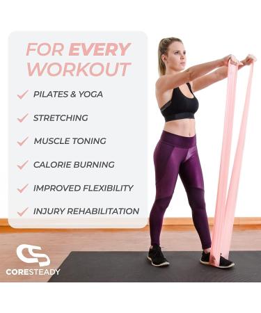 Coresteady Resistance Band for Men & Women - Pink 2 Metre Exercise Band for Strength & Flexibility - Fitness, Pilates, Yoga & Physio - With Exercise Guide - Buy Online on GoSupps.com