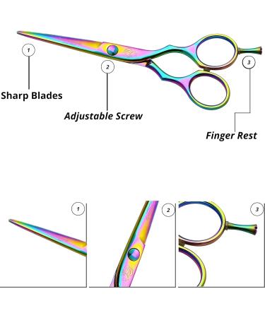 Wishbeauty Professional Hairdressing Scissors - 5.5 inch Hair Scissors for Women & Men - Barber Scissors for Hair Cutting - Sharp Scissor Blades - RightHand Hairdressers Scissors for Salon (Rainbow) - Buy Online on GoSupps.com
