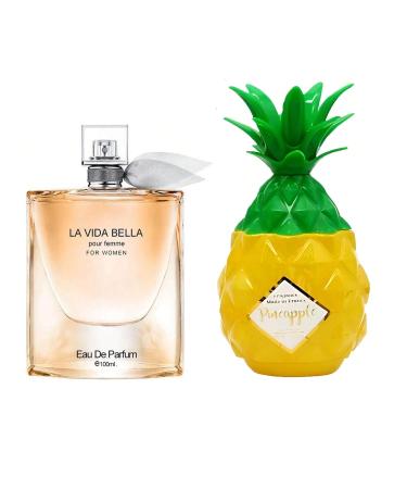 Women's Perfume La Vida Bella& Pineapple Combo Set Eau De Parfum Long Lasting Fragrance 3.4 Fl Oz Spray Each for Daily Used la vida bella&Pineapple