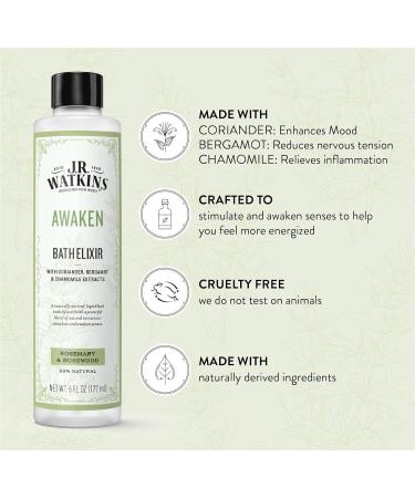 J.R. Watkins Awaken Bath Elixir Liquid Bath Soak Rosemary & Rosewood 6 oz (Pack of 3) - Buy Online on GoSupps.com
