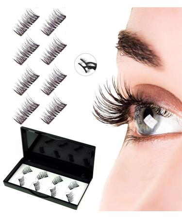 No Glue Magnetic Eyelashes Natural Look  Half Eye 2 Magnets Reusable False Eyelashes with Applicator 1 Count (Pack of 1)