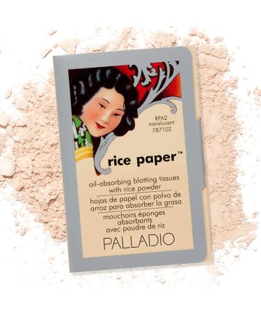 Palladio Rice Paper Facial Tissues for Oily Skin, Face Blotting Sheets Made from Natural Rice, Oil Absorbing Paper with Rice Powder, 2 Sided, Instant Results, Translucent, 40 Count, Pack of 1 40 Count (Pack of 1) Translucent