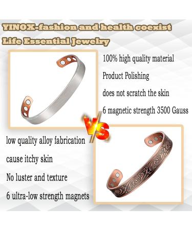 Yinox Magnetic Copper Bracelet Ring Set for Arthritis - Perfect Mother's Day Gift for Women | Stylish Silver Color - Buy Online on GoSupps.com