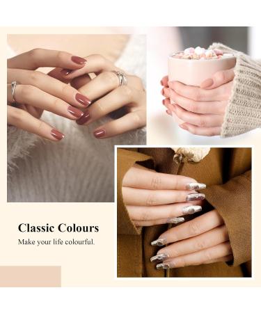 VANREESA Gel Nail Polish Set - 21 Colors Pink Nude Red Brown Glitter Classic Soak Off UV Gel Kit with Base Top Coat | Nail Art Gifts for Women - Dazzling Declining Sun - Buy Online on GoSupps.com