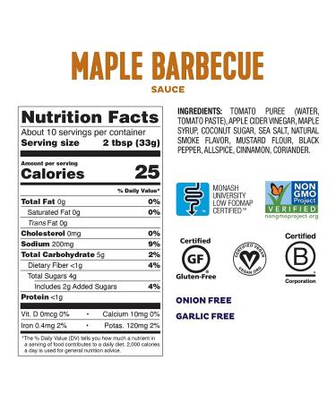 Fody Foods Maple BBQ Sauce | Low FODMAP Certified | Gut Friendly | IBS Friendly Kitchen Staple | Gluten & Lactose Free | Non-GMO - Buy Online on GoSupps.com
