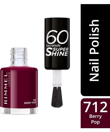Rimmel 60 Seconds Super Shine Colour Block Nail Polish - Ultra Shine and Long Lasting - Quick Drying 712 Berry Pop 8 ml (Pack of 1) - Buy Online on GoSupps.com