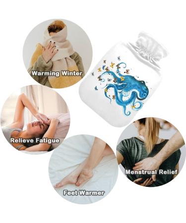 NAANLE 2L Transparent Hot Water Bottle | Watercolor Butterfly & Octopus | Large Heat & Cold Therapy for Bed Hands & Feet - Buy Online on GoSupps.com