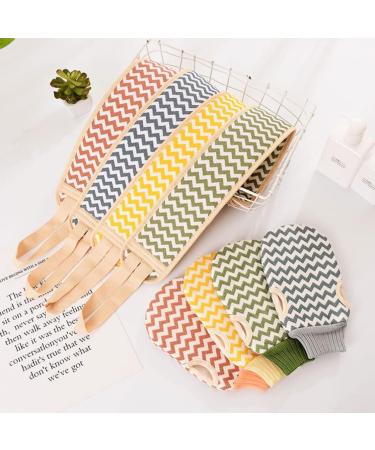 FOMIYES Exfoliating Bath Towel Set - 3 Bath Gloves Back Scrubber & Shower Belt - Double Sided Plant Fibres for Deep Cleanse - Ideal for Showering & Skin Care - Buy Online on GoSupps.com