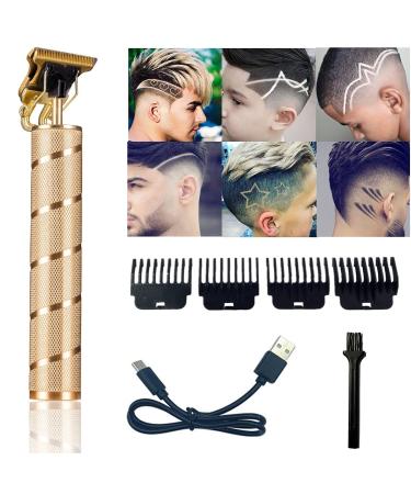 Pro T Clippers Trimmer, Goldseaside Electric Pro Li Trimmer T Blade Trimmer Cordless Rechargeable, Professional Baldheaded USB Rechargeable Trimmer Hair Clipper for Men(Gold)