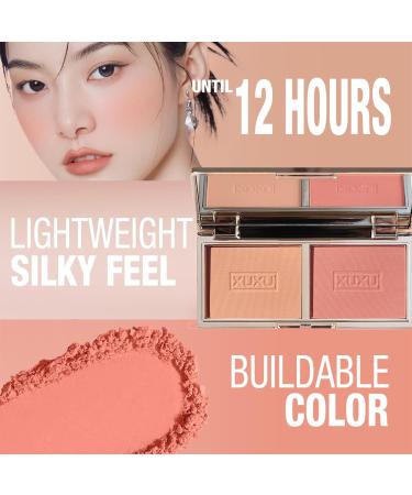 Matte and Shimmer Blush Palette with Mirror and Brush - Long-Wearing Natural-Looking Cheek Tint - 01 (1g) - Buy Online on GoSupps.com