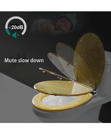 Heavy Duty Glitter Toilet Seat Slow Close Resin Round Toilet Seat Quiet Close Toilet Seats Quick Release Easy Clean Installation/Remove Toilet Seats Silver Little Surprise Pink - Buy Online on GoSupps.com