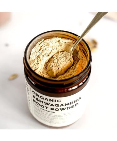 Organic Ashwagandha Powder 7.8 oz - Sleep Aid - Raw Vegan - Non-GMO - Gluten-Free - Recyclable Glass Jar - Buy Online on GoSupps.com