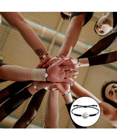 Adjustable Basketball Bracelets - Set of 20 Pieces for Men, Women, Teens - Black and Silver Cord Braided Bracelet with Charm - Ideal for Basketball Players - Buy Online on GoSupps.com