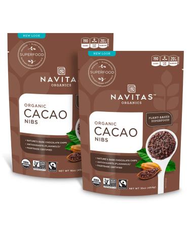 Navitas Organics Raw Cacao Nibs 16oz. bag, 15 servings  Organic, Non-GMO, Fair Trade, Gluten-Free (Pack of 2)