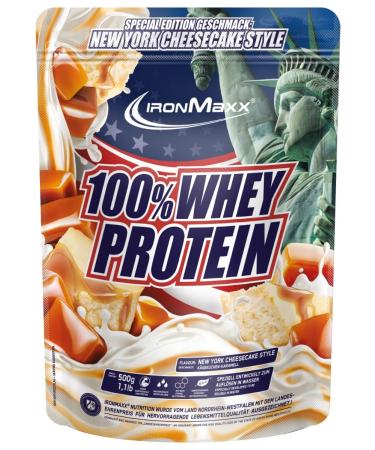 IronMaxx 100% Whey Protein Powder - New York Cheesecake 500g Bag | Whey Protein Powder Reduced in Sugar and Water Soluble | Many Different Flavors