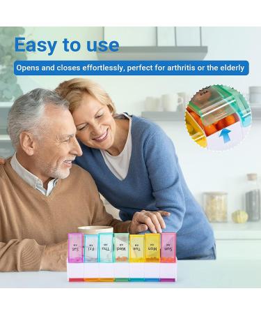 XL Weekly Pill Organizer 2 Times a Day - Jumbo Daily Pill Case with 14 Compartments, White - Buy Online on GoSupps.com