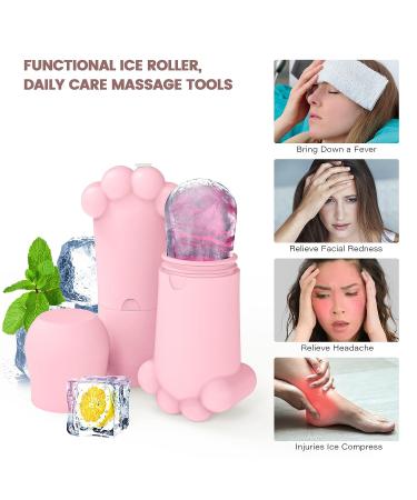 Silicone Ice Roller for Face & Eyes | Gua Sha Massage Tool for Brightening & Firming Skin | Shrink Pores, Reduce Wrinkles, and Stress Relief | Pink - Buy Online on GoSupps.com