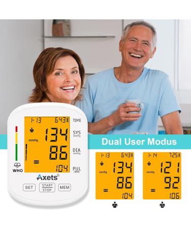 Axets Fully Automatic Blood Pressure Meter - Wrist Monitor with Arrhythmia Warning 2x99 Memory LCD Display & Adjustable Cuff (White) - Buy Internationally - Buy Online on GoSupps.com