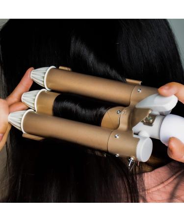 HM Hair And Beauty 3 Barrel Hair Curling Iron - 22 MM Tourmaline Ceramic Coated Hair Curler - Easy to Use for Any Style of Hair - Great For Small To Medium Curls - Buy Online on GoSupps.com