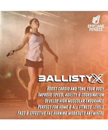 Ballistyx Premium Speed Jump Rope with 360 Spin Steel Handles, Silicone Grips, 2 Adjustable Cables - Ideal for Crossfit, Gym, Home Fitness - Carbon Black - Buy Online on GoSupps.com