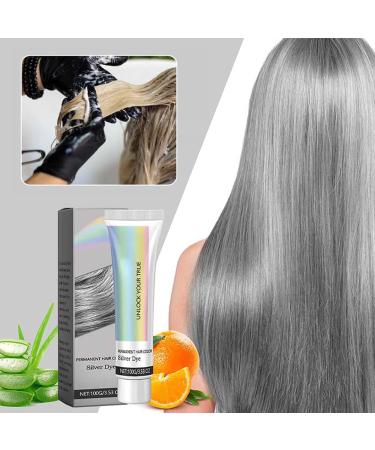 2 In 1 Natural Essence Extract Silver Hair Dye Silver Metallic Hair Dye Silver Gray Natural Hair Dye Cream Silver Gray Hair Dye Fashion Silver Gray Hair Dye Permanent (1Pcs) - Buy Online on GoSupps.com
