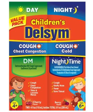 Delsym Children's Cough + Chest Congestion Day & Night Cold Liquid Cherry & Berry 8 oz