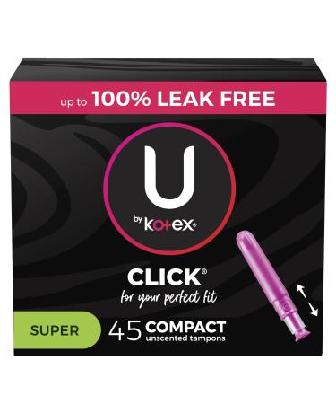 U by Kotex Click Compact Tampons Super Absorbency Odourless 45 Pack