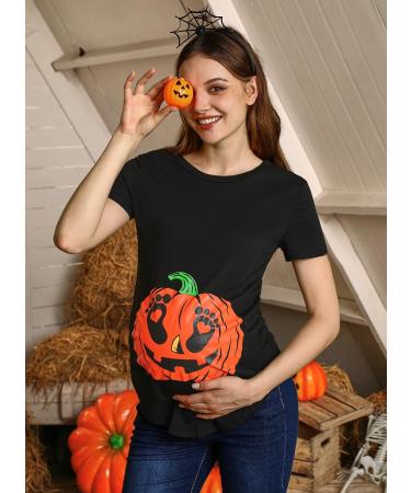 G and PL Halloween Pregnancy Women's Top Maternity Funny Graphic Shirt - S-XXL | Pumpkin Face Design - Buy Online on GoSupps.com