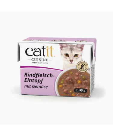 Catit Cuisine Pâté for Cats, Stew with Beef and Vegetables, Food Supplement, 95 g, Cereal Free, High Meat Content