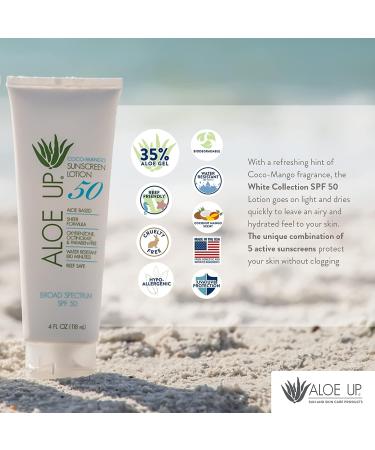 Aloe Up SPF 50 Sunscreen Lotion - Non-Greasy & Quick Absorbing, Reef Friendly Sun Care - 4 Fl Oz - Buy Online on GoSupps.com
