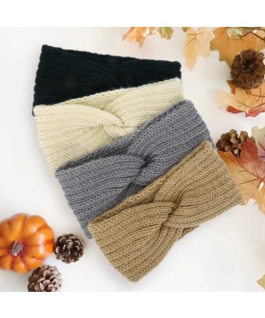 4 Pieces Ladies Winter Knitted Headbands - Crochet Elastic Ear Warmers Hair Accessories - Buy Online on GoSupps.com