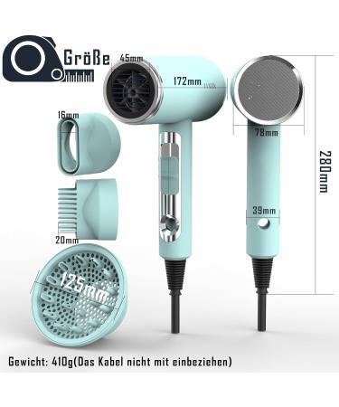 FUNTIN Ionic Hair Dryer with Diffuser Comb Brush 2300W - 2024 New Version (Tiffunny Blue) - Buy Online on GoSupps.com