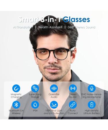 GetD - Wireless Bluetooth Glasses for Men and Women Smart Glasses Open Ear Voice Control and Calling with Speakers Audio Glasses  Magnetic Charging Clear Lens Duoecho Glasses for Gaming Meeting - Buy Online on GoSupps.com