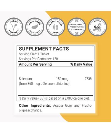 Supersmart L-Selenomethionine 200mcg - Potent Antioxidant for Immune Support - 120 Tablets | Non-GMO & Gluten Free - Buy Online on GoSupps.com