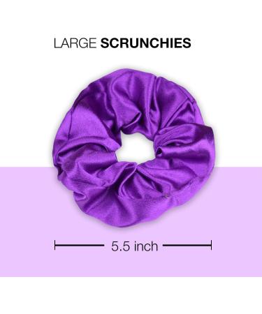 Luxurious Shimmering Hair Satin Scrunchies for Women Updo Ponytail Holder Ties Bands Elastic Bobbles Traceless Scrunchy Purple Assortment - Buy Online on GoSupps.com