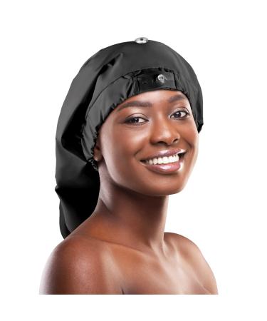 Kenllas Shower Cap for Women Large Shower Cap Adjustable Shower Cap Shower Cap for Braids Shower Cap Waterproof Shower Cap for Women Long Hair (Small  Black) Small Black