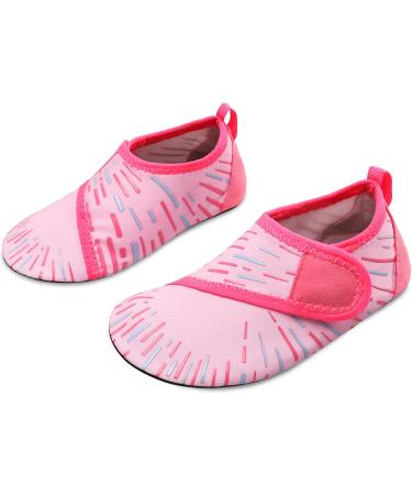 JIASUQI Kids Water Shoes - Quick Dry Aqua Socks for Beach and Pool - 5.5/6 UK Child - Easy Line Pink - Buy Online on GoSupps.com