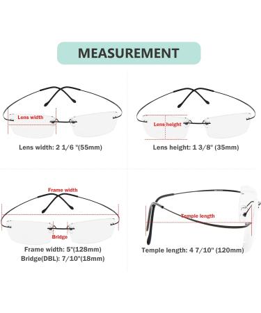 Eyekepper Titanium Rimless Reading Glasses for Men - Gunmetal 55mm Lens Width 2.5x Magnification - International Shipping Available - Buy Online on GoSupps.com