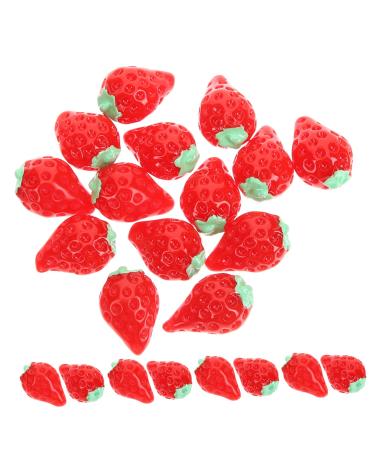 MAGICLULU 30pcs mini toy doll house accessory fake fruit resin strawberry cake decoration fake strawberries mini hair accessories artificial toy room key chain doll house mini photo frames Red 1.6x1cm