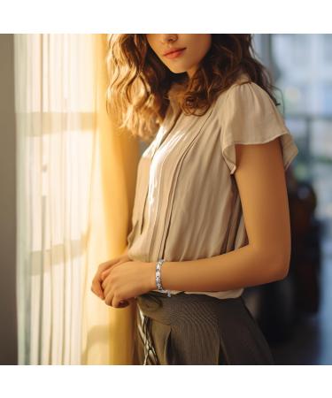 Shop RainSo Women's Adjustable Stainless Steel Magnetic Bracelet with Crystal Design - Elegant Silver Jewelry for All Occasions - Buy Online on GoSupps.com