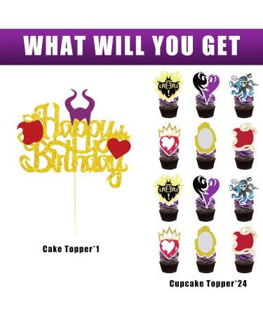 25Pcs Descendant Party Supplies Cake Toppers Cupcake Toppers Birthday Decoration for Boy Girl Birthday Party Supplies - Buy Online on GoSupps.com