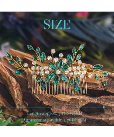 IYOU Crystal Wedding Hair Comb Green Rhinestone Headpiece Bride Bridal Hair Accessories for Women - Buy Online on GoSupps.com