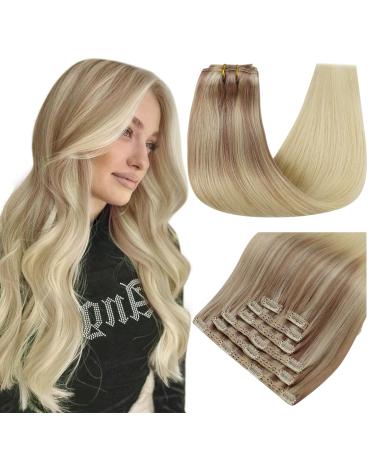 Runature clip in extensions real hair balayage blond extensions real hair clip in blond hair extension real hair clips 30cm 7pcs 80g color #18/22 60 30cm-7PCs #18/26