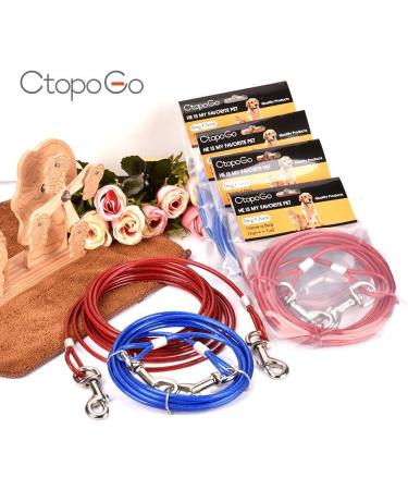 CTOPOGO Dog Tie Out Cables - 10FT/16FT/33FT Heavy-Duty Leash for Dogs Up to 125 lbs - Blue Pet Lead for Small & Medium Dogs - Buy Online on GoSupps.com