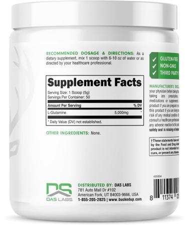 Bucked Up L-Glutamine (5000mg) Essentials (50 Servings 250 Grams) - Buy Online on GoSupps.com