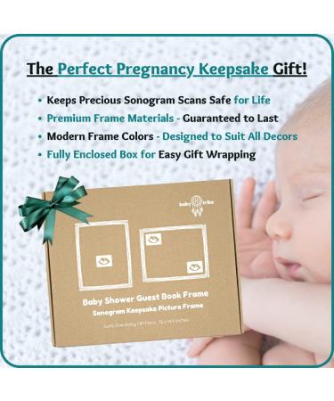 Baby Shower Guest Book Frame for Single Baby or Twins - Ultrasound Photo Frame - Pregnancy Keepsake - Classic White - Buy Online on GoSupps.com